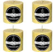 Set Of 4 Yellow Crystal Pillar  Candle