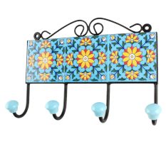 Sunflower Ceramic Tile Wall Hook in Yellow