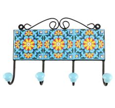 Sunflower Ceramic Tile Wall Hook in Yellow