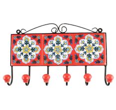 Red Floral Ceramic Tile Hook Online