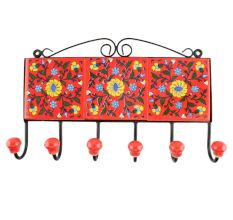 Red Base Yelow Wheel Flower Ceramic Tile Hook