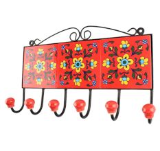 Red Tiny Flower Ceramic Tile Hook Online