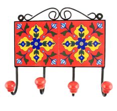 Red Flower Ceramic Tile Wall Hook Online