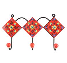 Red Tiny Flower Ceramic Tile Wall Hook