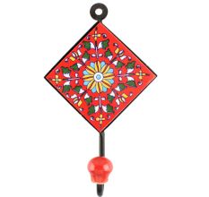Red Wheel Floral Ceramic Tile Wall Hook