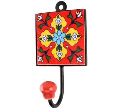 Yellow Ceramic Floral Tile Hook Online