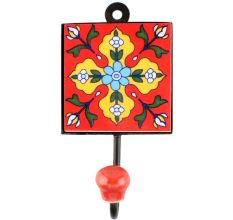 Yellow Ceramic Floral Tile Hook Online