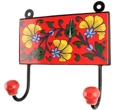 Yellow Flower Ceramic Tile Hook