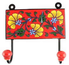 Yellow Flower Ceramic Tile Hook