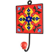 Navy Blue Tiny Flower Ceramic Tile Hook Online