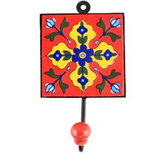 Navy Blue Tiny Flower Ceramic Tile Hook Online