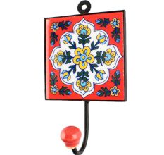 White Ceramic Floral Tile Hook Online