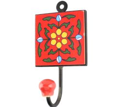 Yellow Dotted Flower Ceramic Tile Hook
