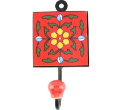 Yellow Dotted Flower Ceramic Tile Hook