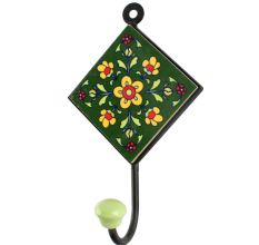 Forest Green Tiny Flower Ceramic Tile Hook Online