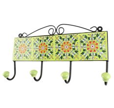 Pea Green Wheel Flower Ceramic Tile Hook