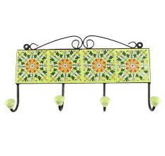 Pea Green Wheel Flower Ceramic Tile Hook