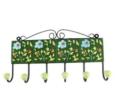 Forest Green Floral Ceramic Tile Hook Online