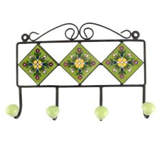 Light Forest Green Flower Ceramic Tile Hook Online