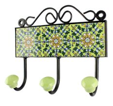 Forest Green Leaf Ceramic Tile Hook