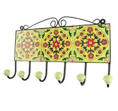 Pea Green Flower Ceramic Tile Hook Online