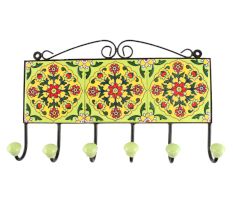 Pea Green Flower Ceramic Tile Hook Online