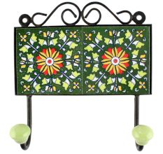 Forest Green wheel flower Ceramic Tile wall Hook
