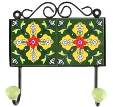 Yellow Floral Ceramic Tile wall Hook