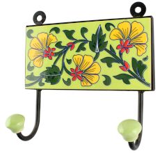 Pea Green Flower Ceramic Tile Hook Online