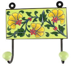 Pea Green Flower Ceramic Tile Hook Online
