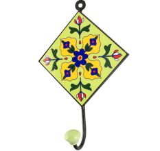 Pea Green Leaf Flower Ceramic Tile Wall Hook