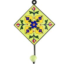 Pea Green Leaf Flower Ceramic Tile Wall Hook