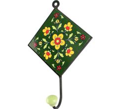 Forest Green Tiny Flower Ceramic Tile Hook 