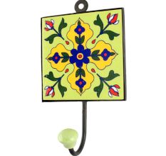 Navy Blue Tiny Flower Ceramic Tile Wall Hook