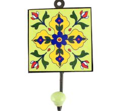 Navy Blue Tiny Flower Ceramic Tile Wall Hook