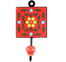 Red Tiny Flower CEramic Tile Hook