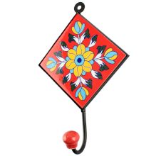 Sunflower Ceramic Tile Hook in Red