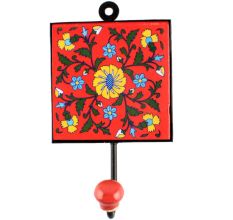 Red With Yellow Wheel Flower Ceramic Tile Hook