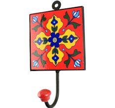 Yellow Floral Ceramic Tile Wall Hook