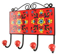 Red Tiny Flower Ceramic Tile Hook Online