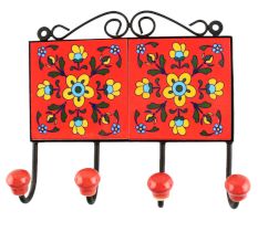 Red Tiny Flower Ceramic Tile Hook Online