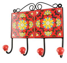 Sunflower Ceramic Tile Wall Hook in Yellow