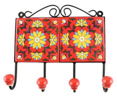 Sunflower Ceramic Tile Wall Hook in Yellow