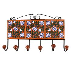 Forest Green Leaf Floral Ceramic Tile Wall Hook