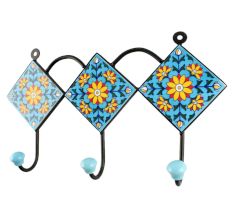 Turquoise Sunflower ceramic Tile Hook Online
