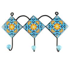 Turquoise Sunflower ceramic Tile Hook Online