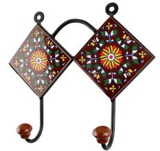 Dark Brown Wheel Flower Ceramic Tile Hook