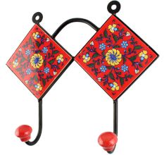 Red Wheel Flower Ceramic Tile Wall Hook Online