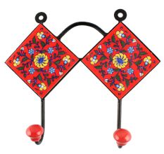 Red Wheel Flower Ceramic Tile Wall Hook Online