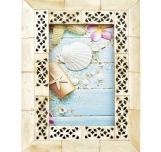 Delicate Bone Black Leaves Photo Frame